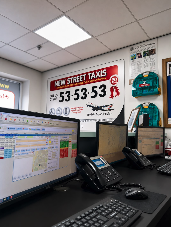 New Street Taxis dispatch office in Burton-on-Trent
